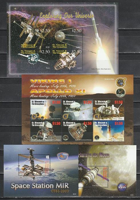 Исследования Космоса, Сент-Винсент 2007, 2 малых листа + 2 блока